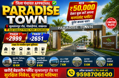Paradise Town Lucknow | Jila Panchayat Approved Plots on Sultanpur Road, Gosainganj