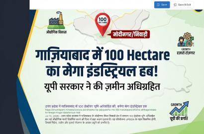 उत्तर प्रदेश ने गाजियाबाद में 100 हेक्टेयर भूमि अधिग्रहित की, बनेगा मेगा इंडस्ट्रियल हब