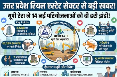 यूपी रेरा का बड़ा फैसला: प्रदेश के 7 जिलों में ₹2,285.68 करोड़ की 14 नई रियल एस्टेट परियोजनाओं को मंजूरी